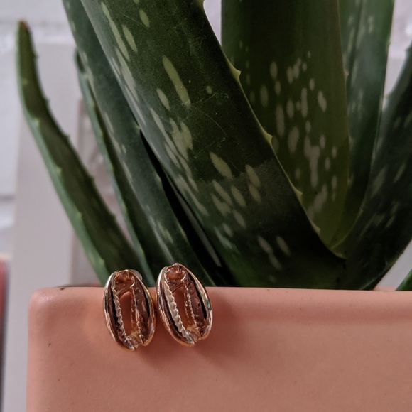 S u m m e r breeze golden • cowrie shell earrings - Picture 3 of 5